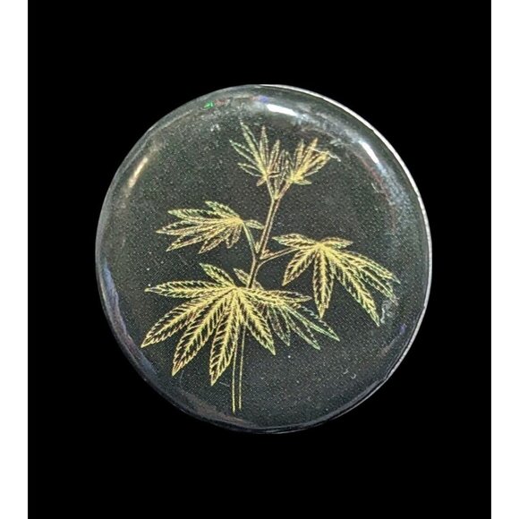 Other - Casual Black Pin/Button With Cannabis Leaf Print